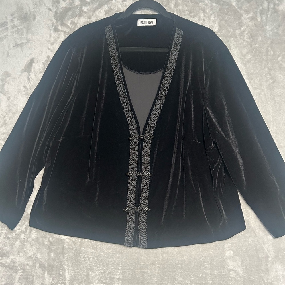 Piccalino Woman Velvet Jacket No Size Black Witchy Peasant Gothic Cottage